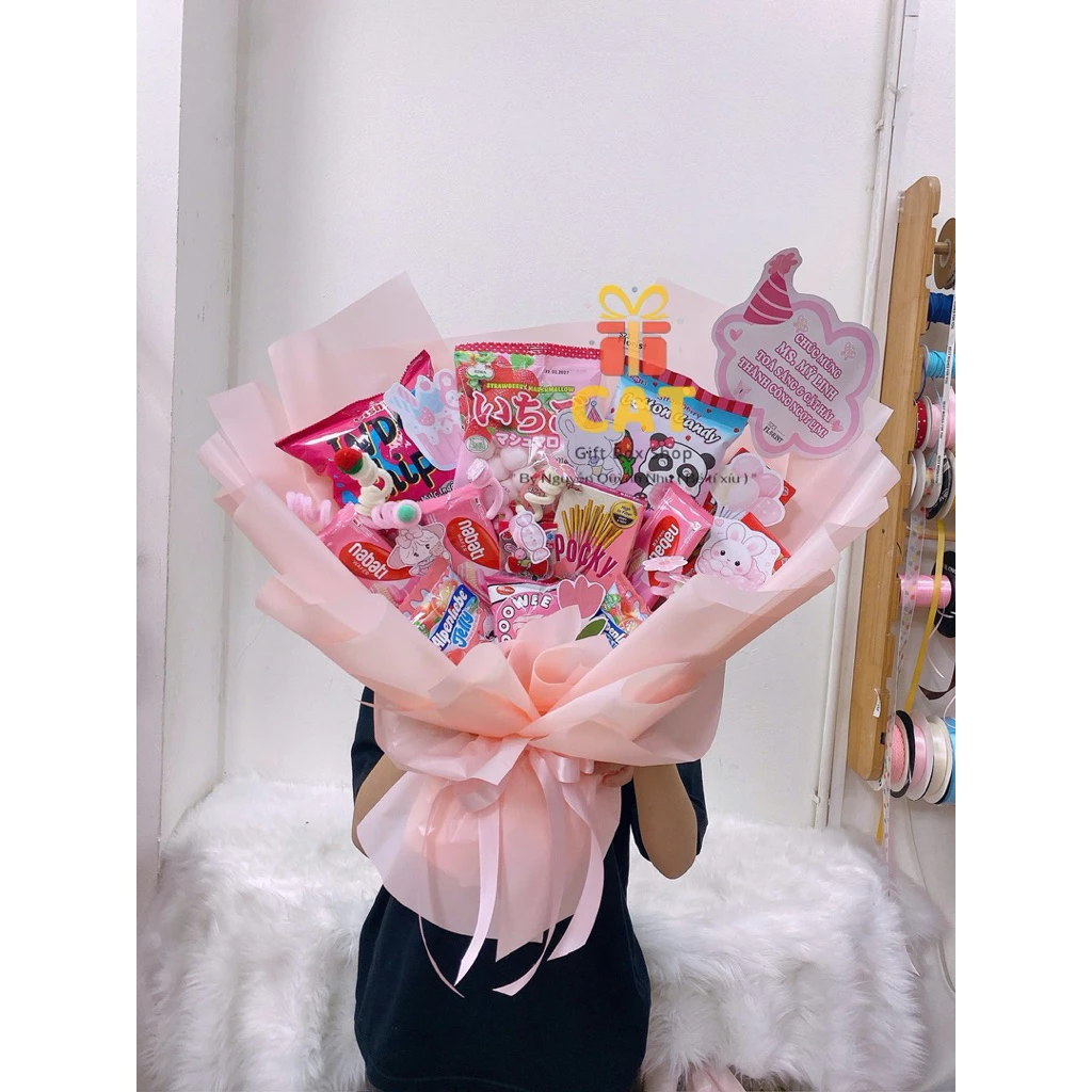 🌷 BÓ HOA BÁNH KẸO HOT TREND – ĐỦ MÀU SIÊU XINH - Hoa bánh kẹo tặng sinh nhật, tốt nghiệp, 8/3, 14/2,20/10, Bó hoa ăn vặt