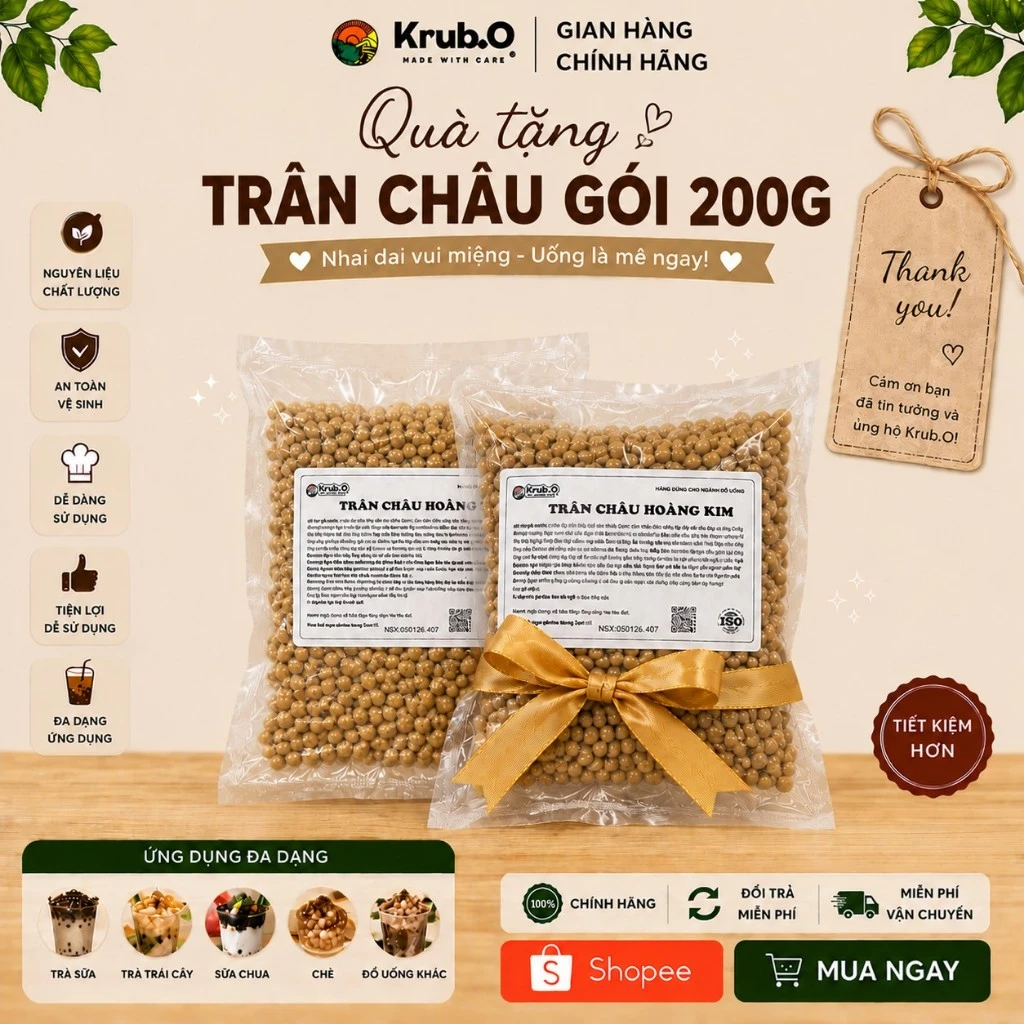 🎁 [CHÍNH HÃNG] SET TRÂN CHÂU MẪU 200G KRUB.O – HÀNG CHẤT LƯỢNG, THƠM NGON, DỄ NẤU