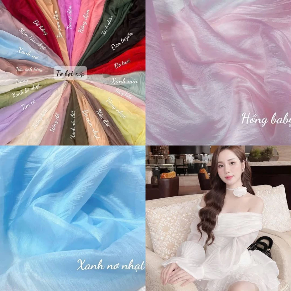 ⚡SIÊU HOT⚡ Vải tơ bọt mịn/ voan xốp ánh ngọc dùng may váy đầm maxi, phụ kiện, trang trí, chụp ảnh