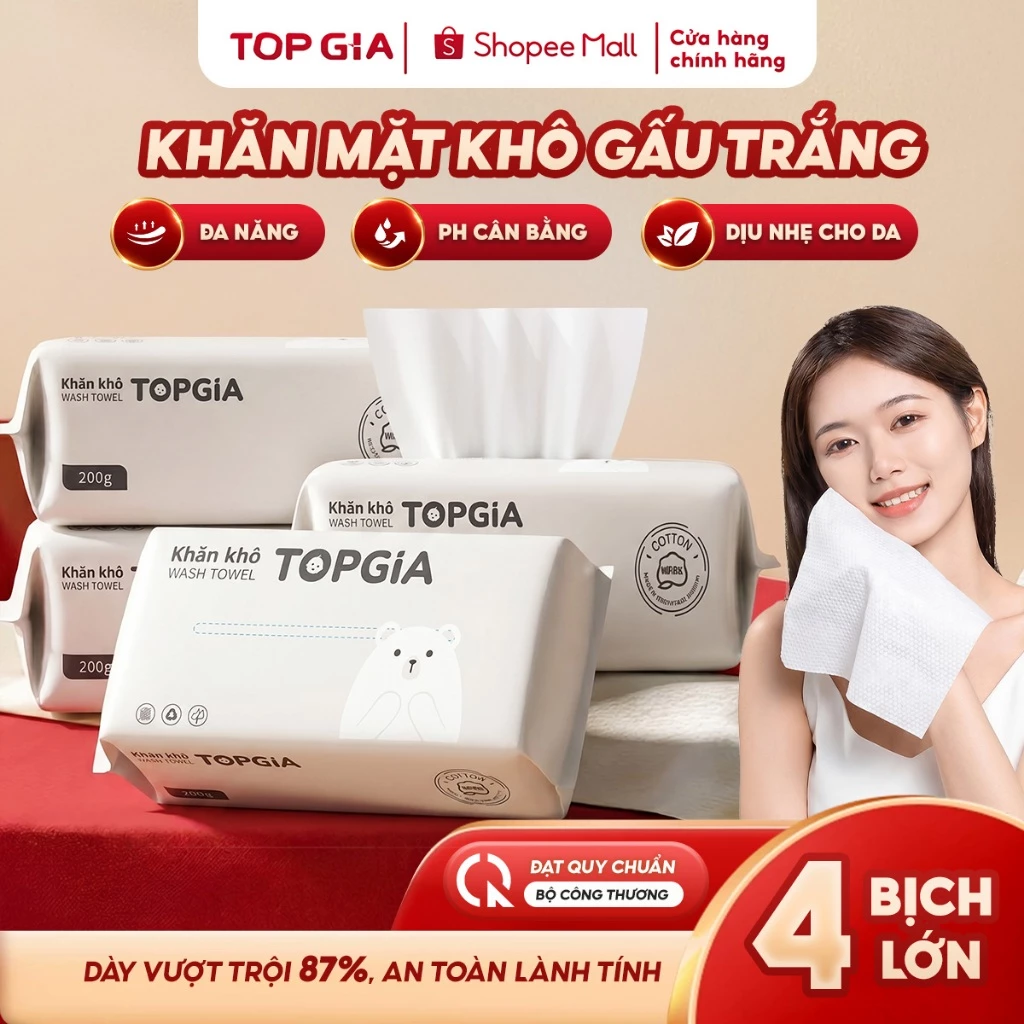 Khăn mặt khô Top gia dùng 1 lần siêu mềm mịn, an toàn cho da