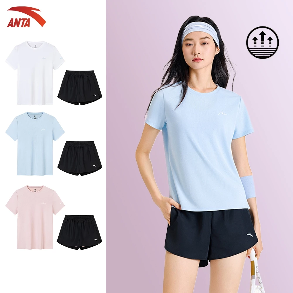ANTA Set/ Bộ Quần Áo Thể Thao Cầu Lông Tennis Pickleball Badminton Áo thun nữ ngắn tay + Quần short ngắn 9625B7205A