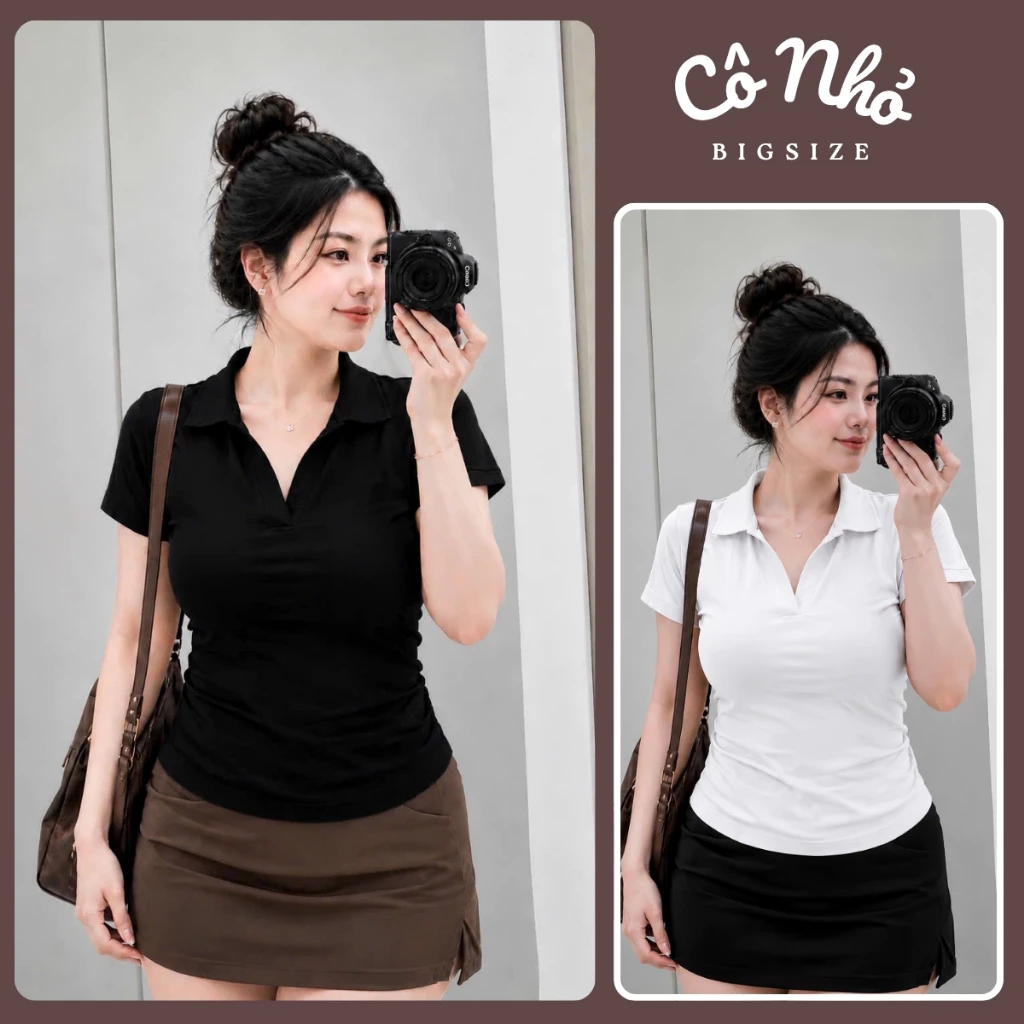 Áo Thun Nữ Bigsize Cổ Polo Basic Phom Vải Borip Co Giãn Thoải Tôn Dáng Dễ Thương Style Cá Tính Sành Điệu  ACB