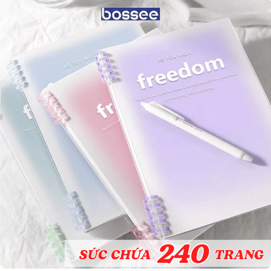Sổ Còng Bossee FREEDOM 120 Trang A5,/B5 - Binder Còng Thay Giấy Tiện Lợi Kẻ Ngang/Caro
