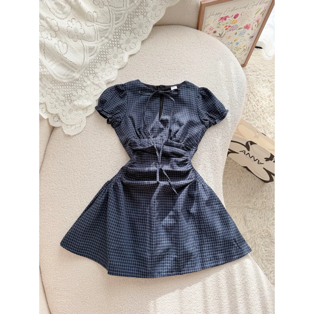 Đầm Kiểu Nữ Caro Nhún Eo Anna - Kino Dress