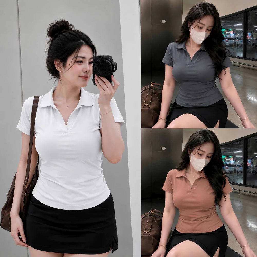 Áo thun nữ Bigsize Đậu dáng polo cô bẻ dáng dài qua rốn chất vải thun Borip Thái loại 1 co giãn mịn mát - ACB