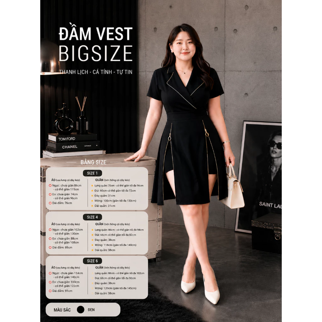 đầm vest dây kéo kèm quần đủ size 50-100kg