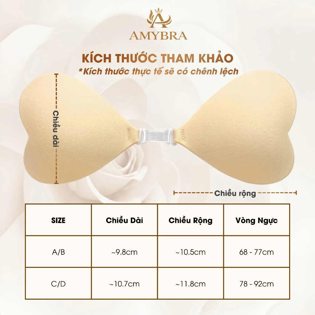 Miếng Dán Nâng Ngực Su Mỏng Không Viền – Áo Dán Ngực Không Dây Nhẹ Êm Keo Dính An Toàn AMYBRA D0159