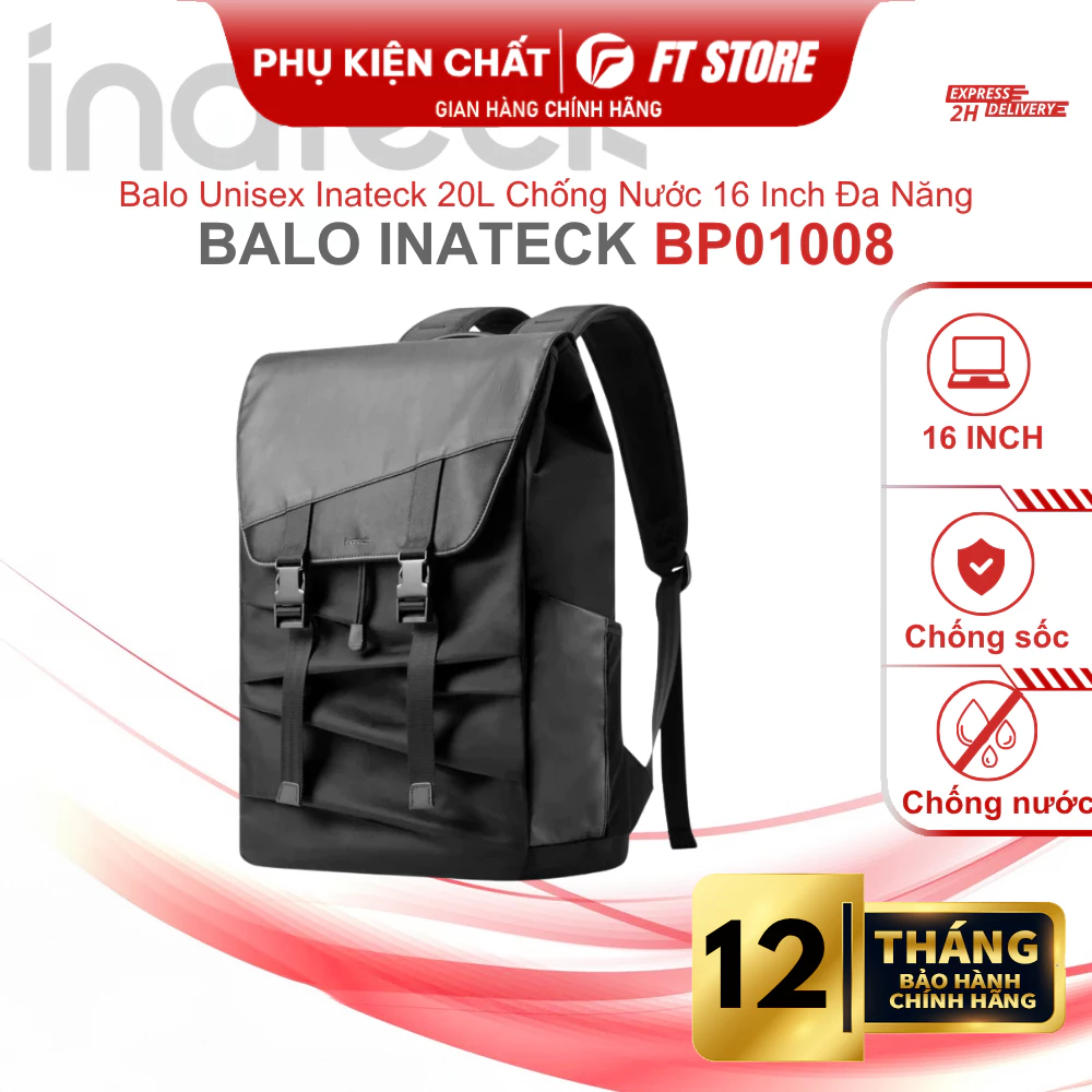 Balo Inateck BP01008 20L Chống Nước Đựng Laptop 16 Inch Đa Năng Unisex