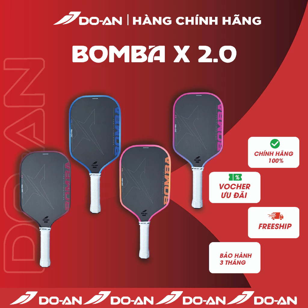 Vợt Pickleball DO-AN Bomba X2.0 carbon thô CAO CẤP công thủ toàn diện đầm tay [TẶNG QUẤN CÁN&MIẾNG DÁN VIỀN]-PB-BX2.0