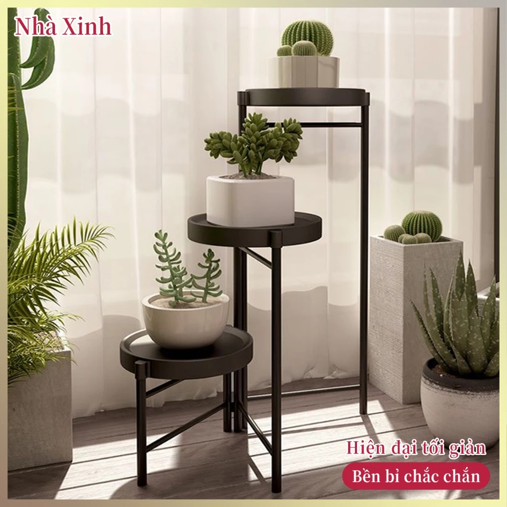 Kệ hoa sắt gấp gọn hiện đại, kệ trang trí ban công nội thất đơn giản để đặt cây đa thị lá lộc trong nhà gia đình