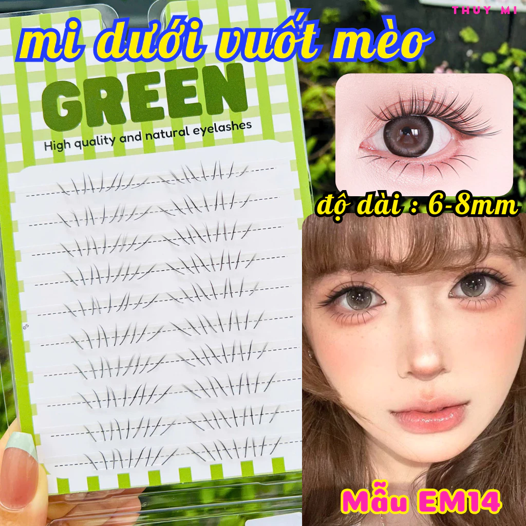 Lông Mi Dưới Móng Vuốt Mèo EM14 Độ Dài 6-8mm GREEN Thủy Mi