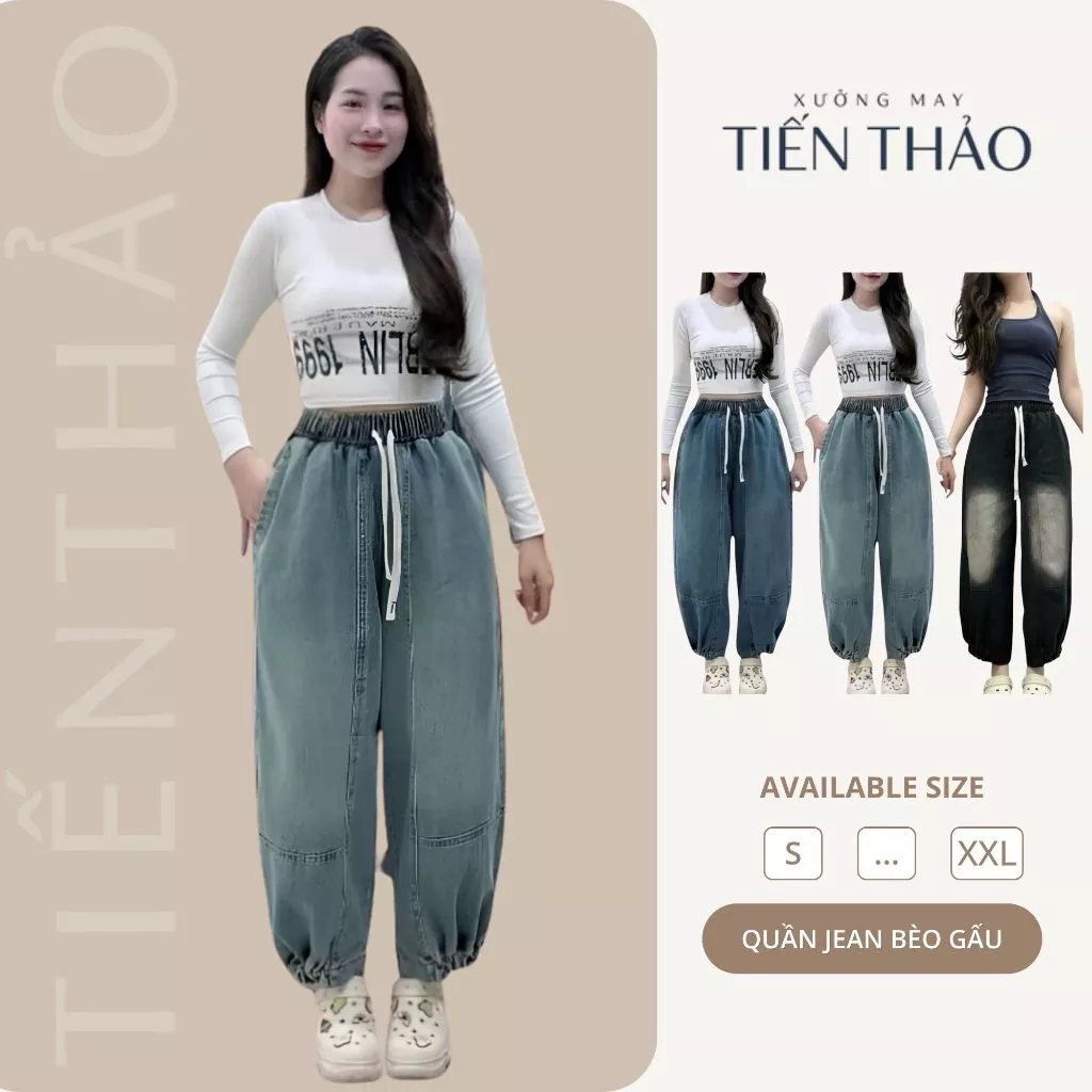 mã mới quần JEAN nữ BÈO GẤU dáng rộng, hàng QC L1 thiết kế điệu đà