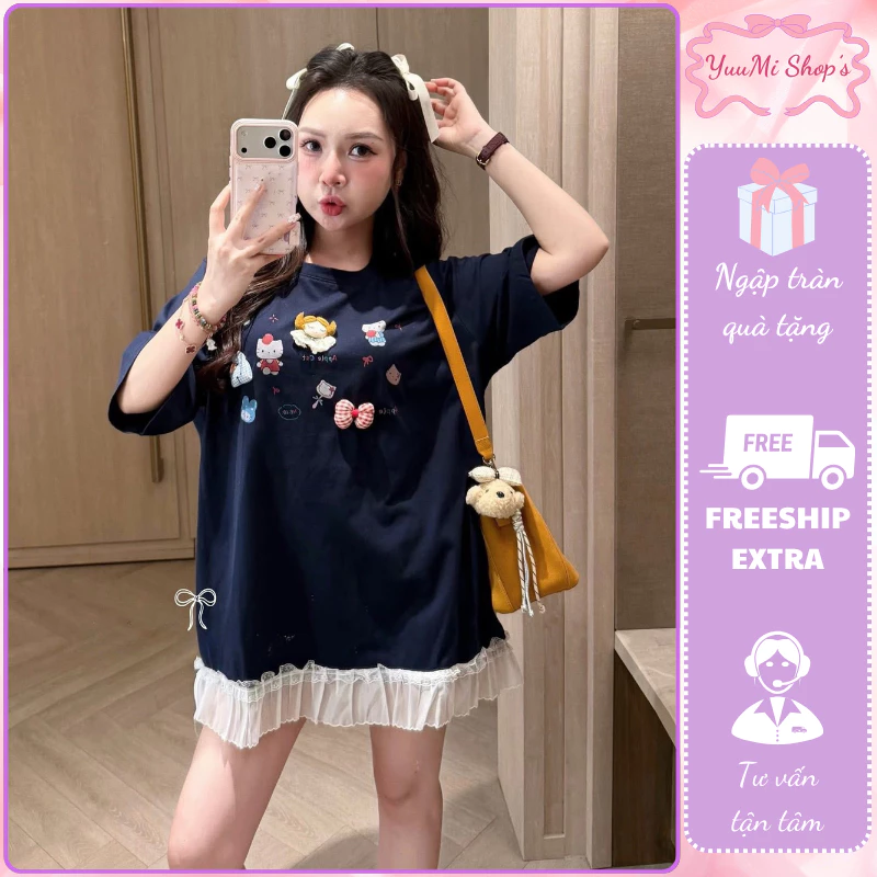 Váy đầm dáng dài chấm bi cổ V phối ren tinh tế đầm midi chữ A tôn dáng phong cách Hàn Quốc HCOM27188