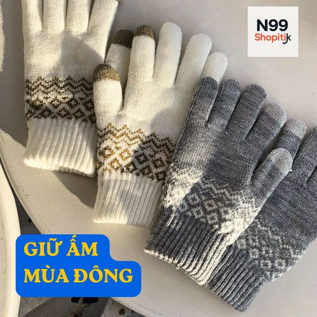 Găng tay len giữ ấm mùa đông có thể cảm ứng màn hình thoải mái thời trang cho cả nam và nữ 2025