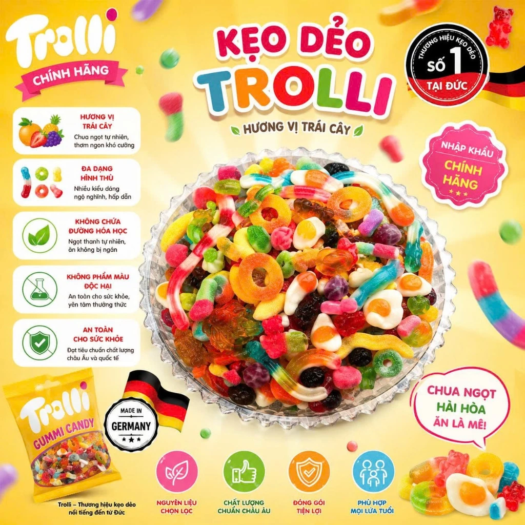 [Đi Đơn Từ 200G-Khách Tự Mix Kẹo] Kẹo Dẻo Đức Trolli, Lechao, Panda Kids,Tự Chọn Theo Sở Thích
