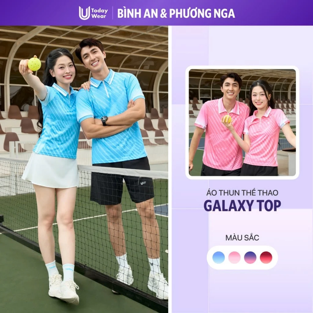 [BST Radiant Summer] Áo phông thể thao nam nữ Galaxy Top cổ polo dáng suông co giãn thoải mái chơi pickleball cầu lông