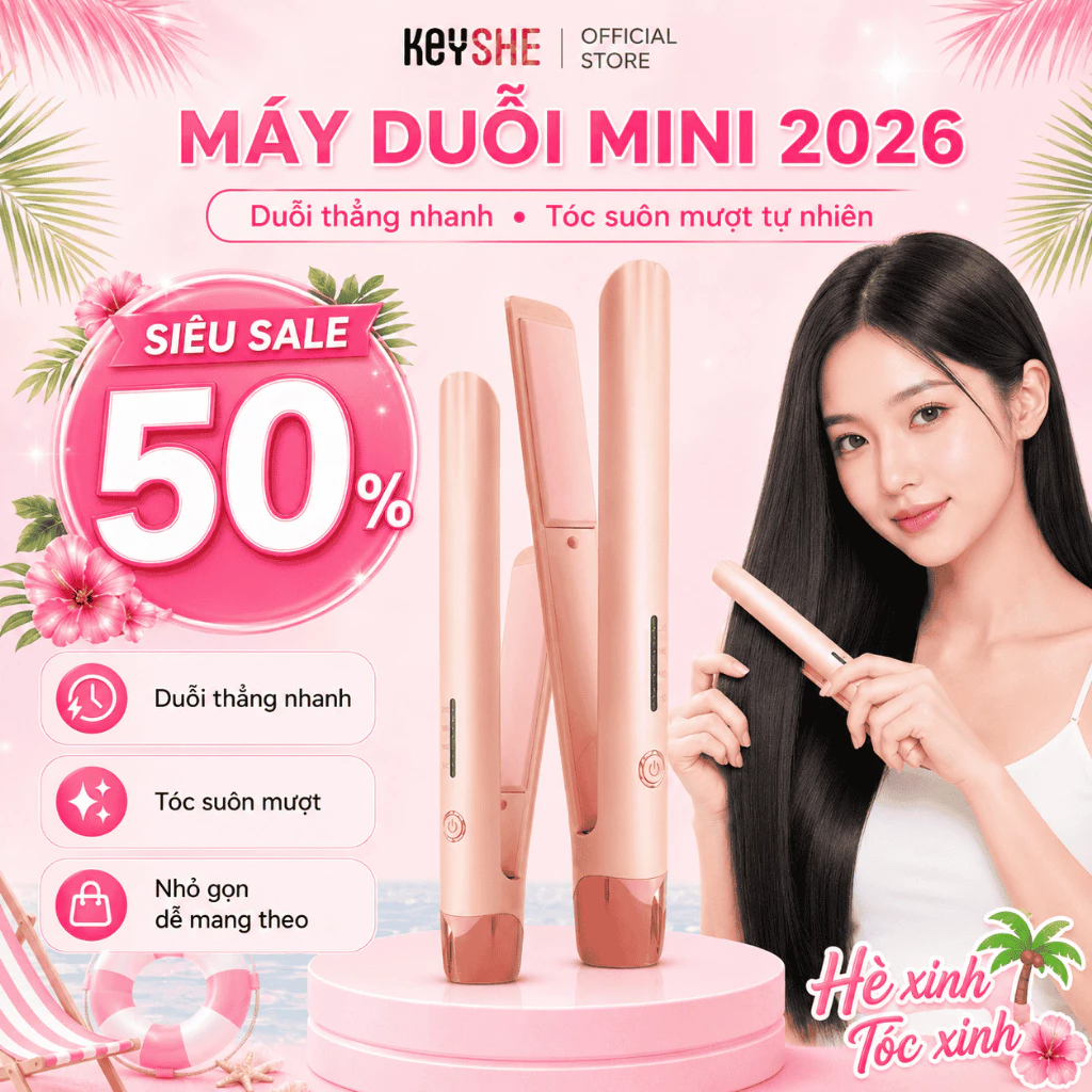 [HOẢ TỐC HCM] Máy duỗi tóc mini KEYSHE 2in1 uốn duỗi, làm nóng nhanh, gọn Nhẹ, dễ Dùng, BH 12 tháng