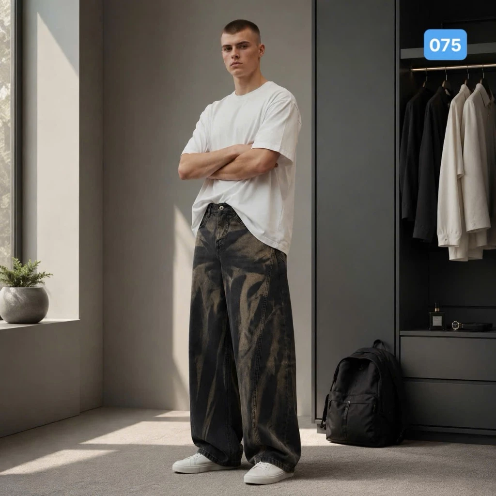 [ DAEL MỞ BÁN ] Quần jean nam ống cong was màu loang mới - OBOKFASHION BGN075 quần baggy nam ống bí from dán chuẩn