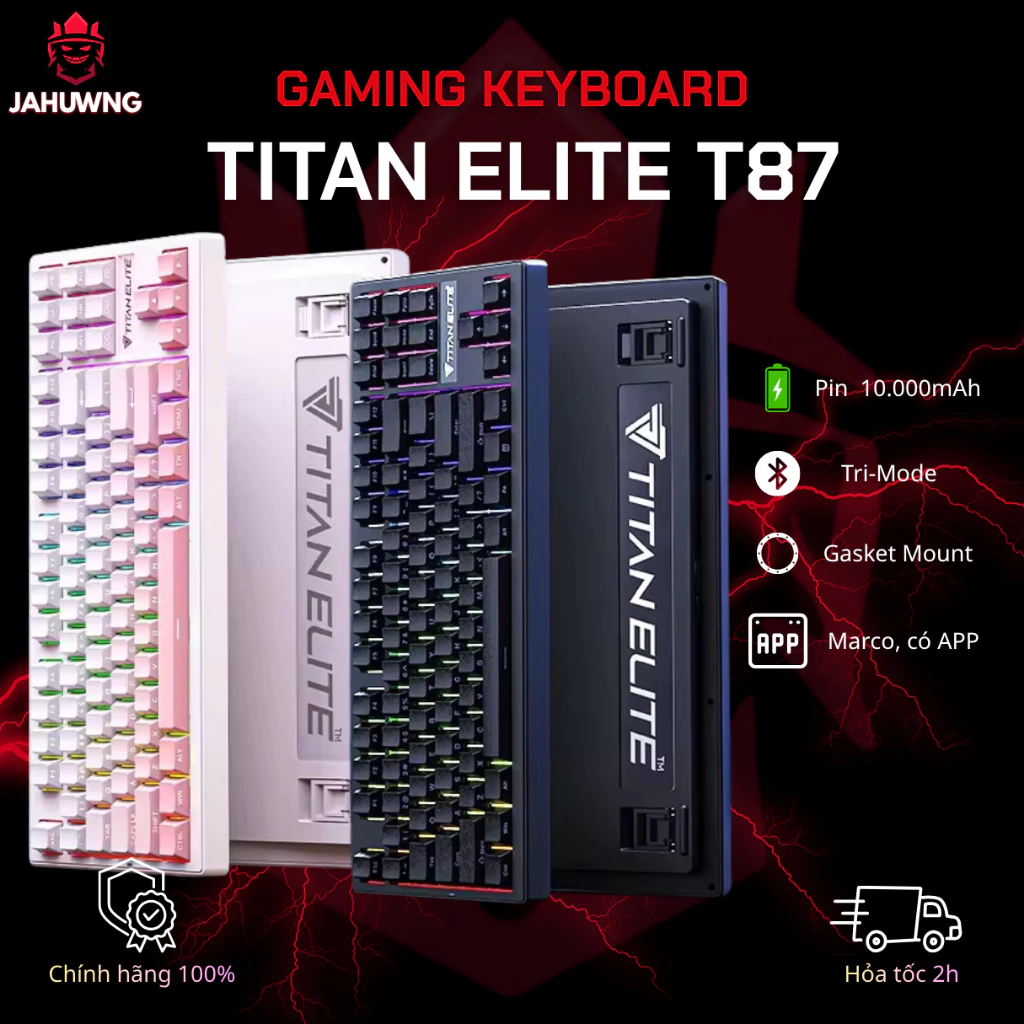 [Chính Hãng] Bàn Phím Cơ Không Dây TITAN ELITE T87 - Blu/2.4G/Usb C - Pin 4K/8K/10K - Gasket Mount