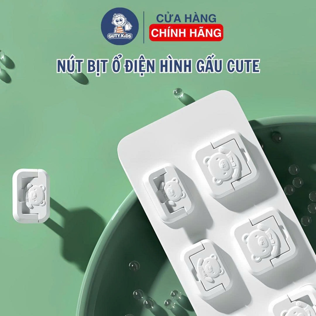 Nút Bịt Ổ Cắm Điện Gấu Trắng GutyKids Cho Bé, Chống Giật An Toàn, Kháng Bụi…