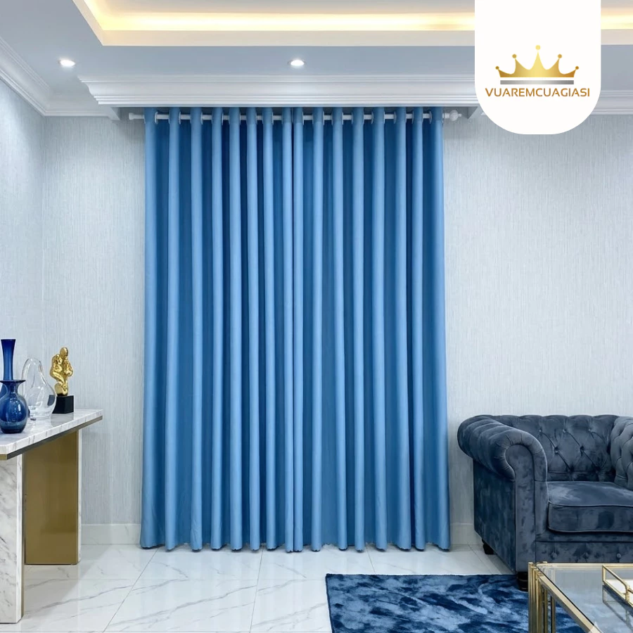 Rèm cửa màu Xanh Dương-N4 vải bố chống nắng 97% rèm cửa sổ cửa chính đầy đủ kích thước vuaremgiasi
