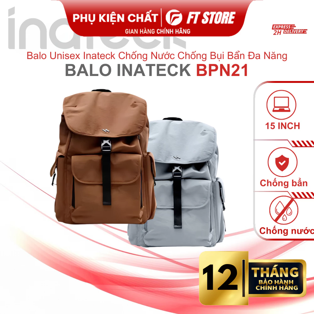 Balo Laptop Inateck BPN21 Chống Nước Chống Bám Bẩn Form Đẹp Đi Học Đi Làm 15 Inch