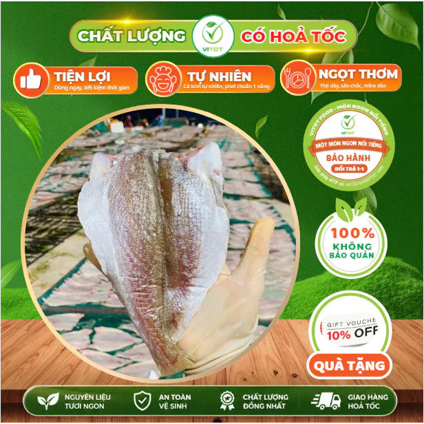 Khô Cá Đù Xẻ1 Một Nắng VITOT Đẹp Như Bông Hậu, Nhiều Thịt Cá, Ít Xương