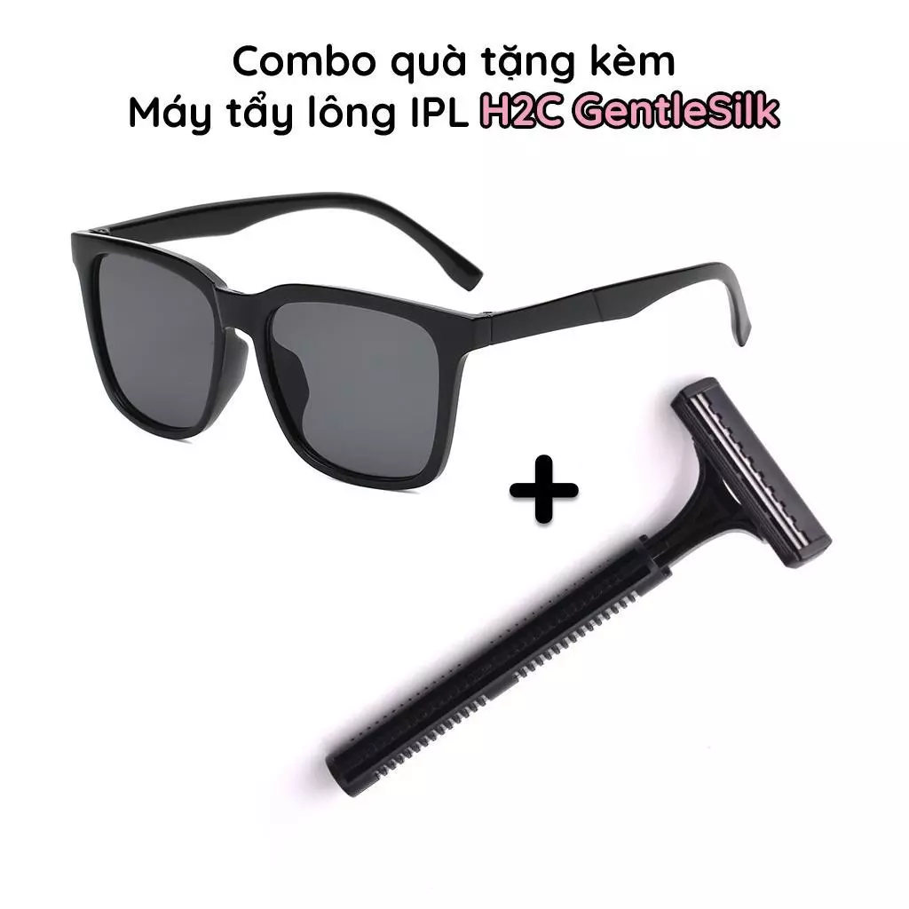 Combo dao cạo 1 lần, kính bảo vệ mắt quà tặng kèm máy triệt lông H2C Gentlesilk