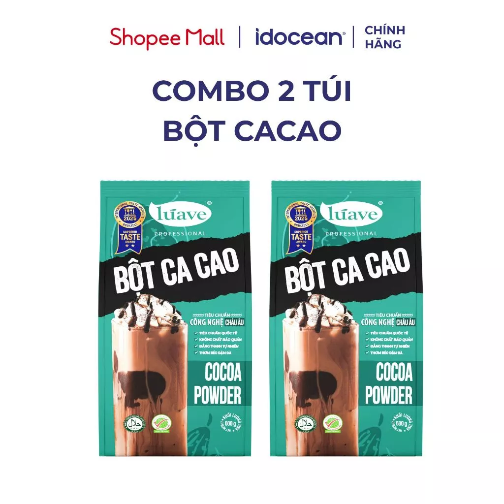 Combo 2 Túi Bột Cacao Lúave 500G - Đậm Vị Đắng Béo, Dễ Pha Chế, Làm Cacao Sữa, Trà Sữa Sô Cô La, Làm Bánh Kem, Làm Bánh,
