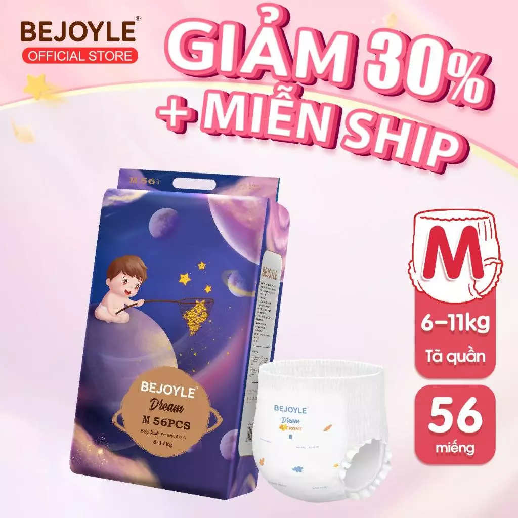 Bejoyle Tã Bỉm quần cao cấp nhẹ siêu khô thoáng cho trẻ sơ sinh Size NB/S/M/L/XL/XXL/XXXL/XXXXL