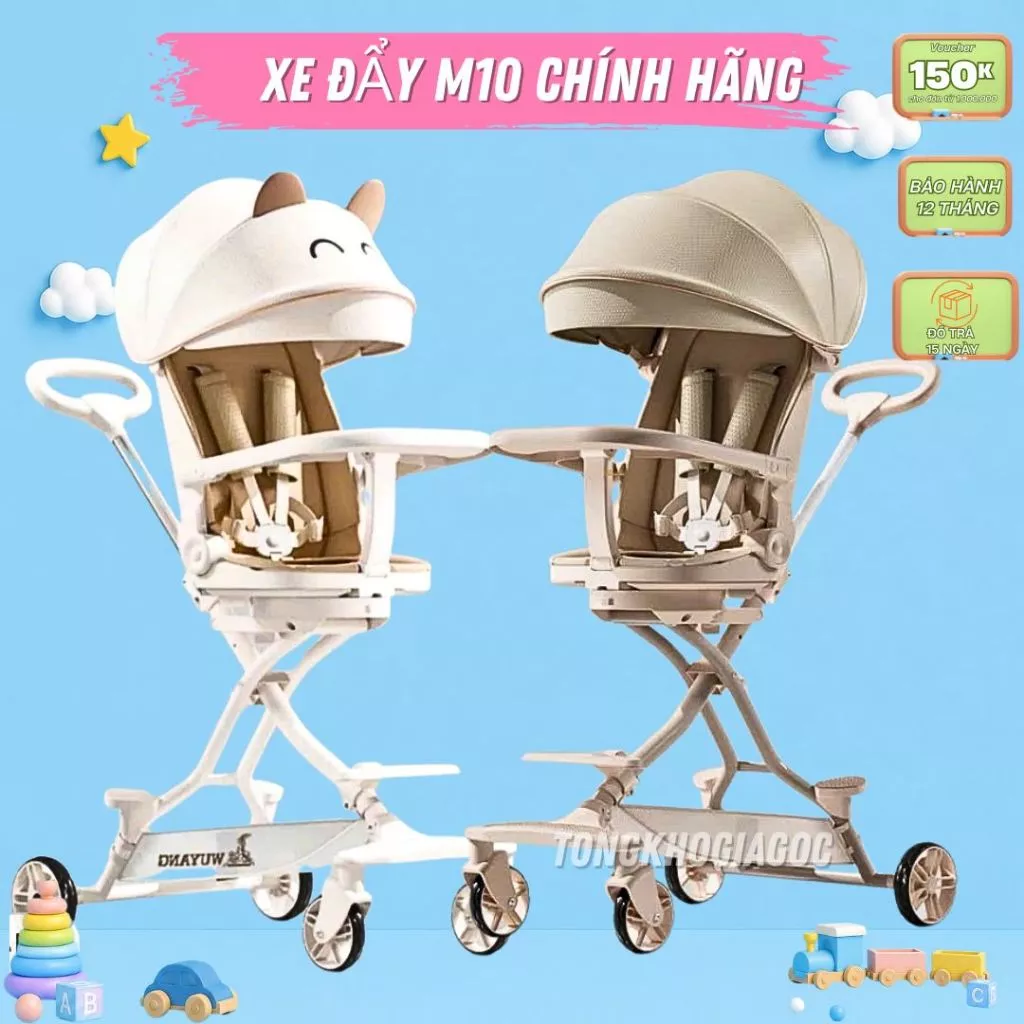 Xe đẩy M10 nâng cấp -2 chiều 4 tư thế ngả sâu cho bé yêu có bàn ăn dặm cho bé.