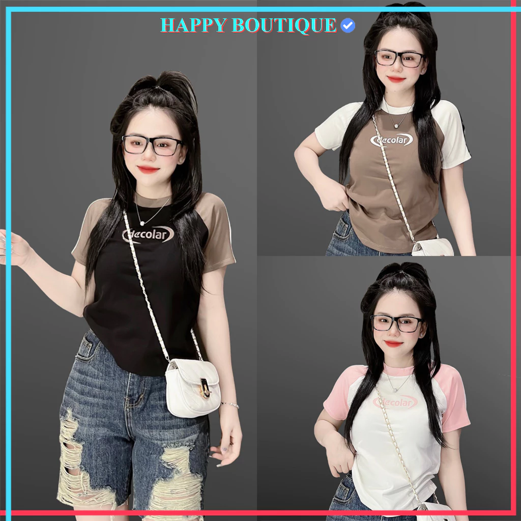 [35~55kg] Áo Thun Ôm Nữ Chất Thun BORIP Cotton [Mã B02], Form Tôn Dáng Co Dản Mềm Chữ [Decola]