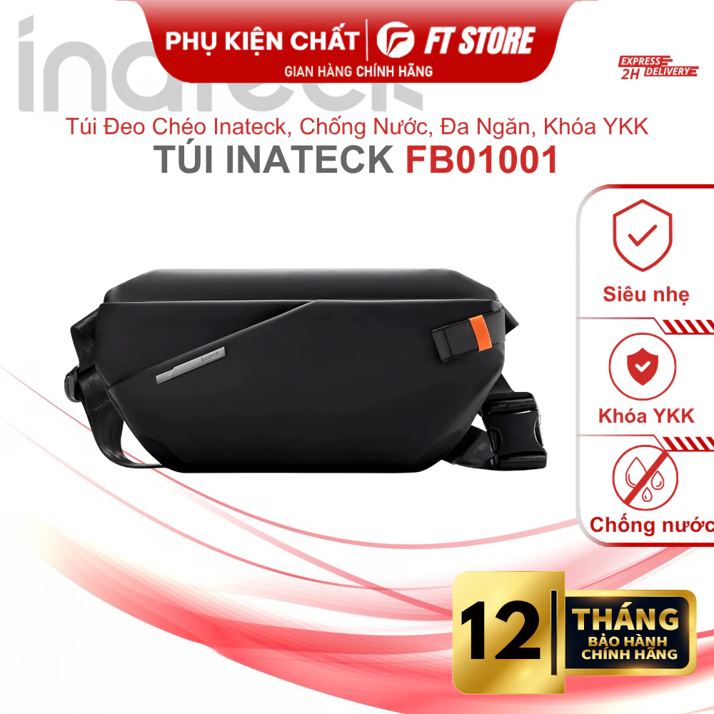 Túi Đeo Chéo Inateck FB01001 | Lightweight Crossbody Bag Siêu Nhẹ, Chống Nước, Đa Ngăn, Khóa YKK