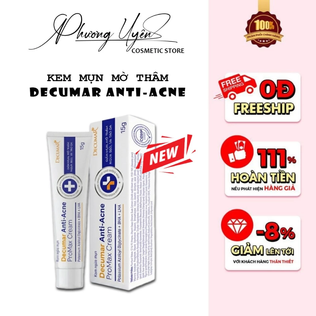 Kem Chấm Mụn Decumar Anti-Acne ProMax Cream 15g hỗ trợ giảm sưng viêm sưng đỏ se cồi mụn hiệu quả