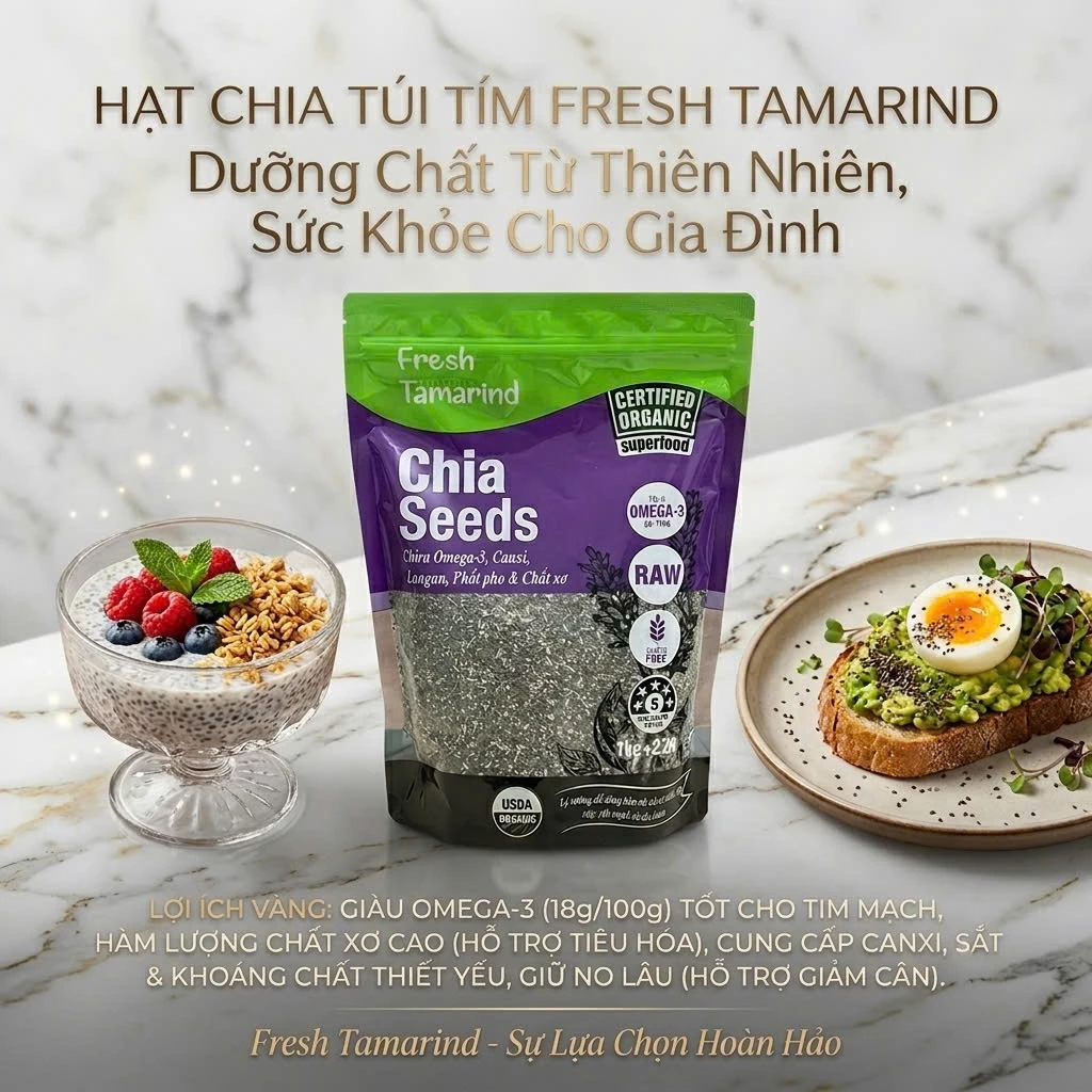 Hạt chia tím nhập khẩu - Khối lương 1 kg
