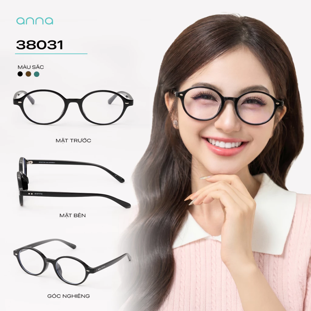 Kính mắt thời trang nữ ANNA dáng oval chất liệu nhựa trendy chắc chắn OL 38031
