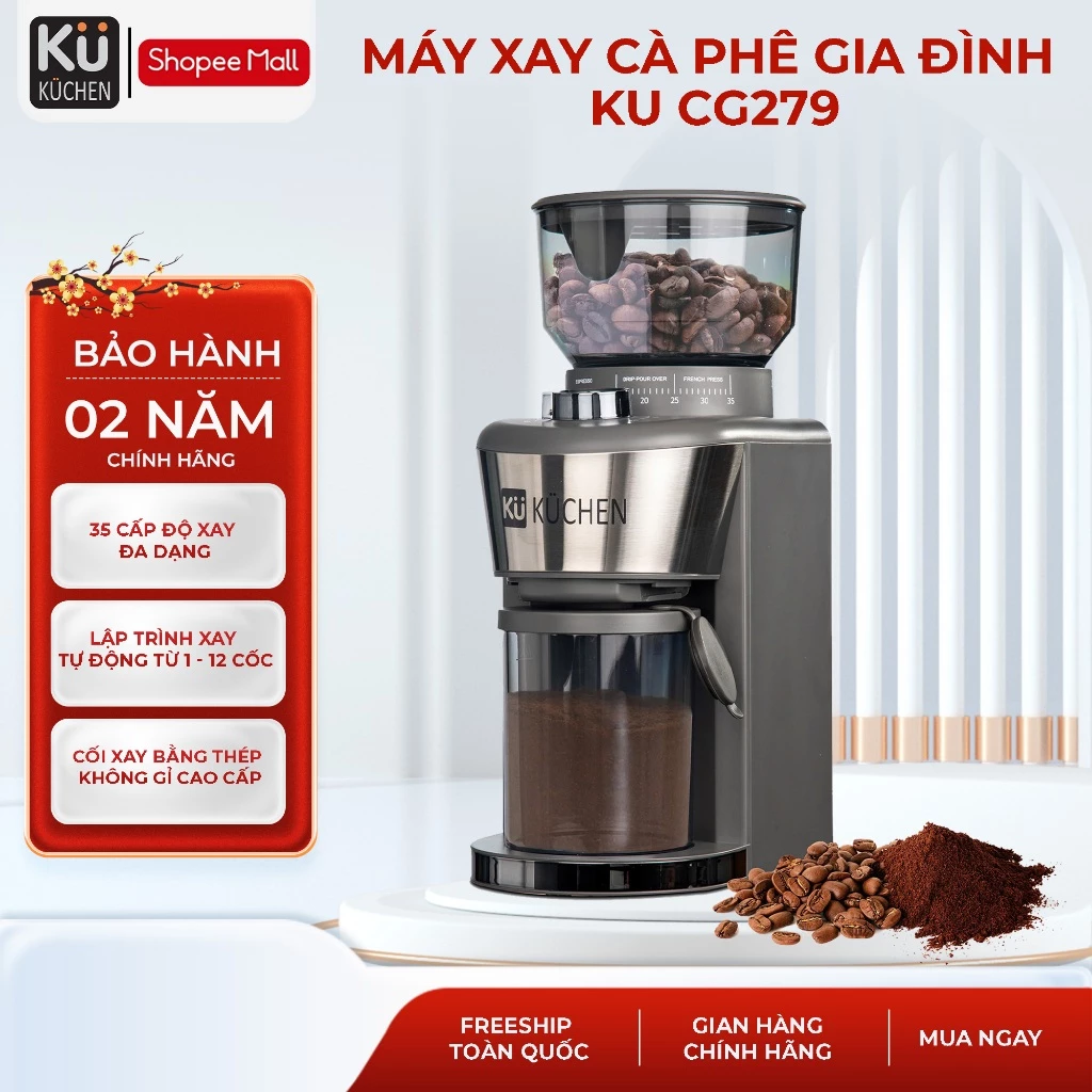 Máy xay cà phê gia đình Kuchen KU CG279 I 35 Cấp độ xay