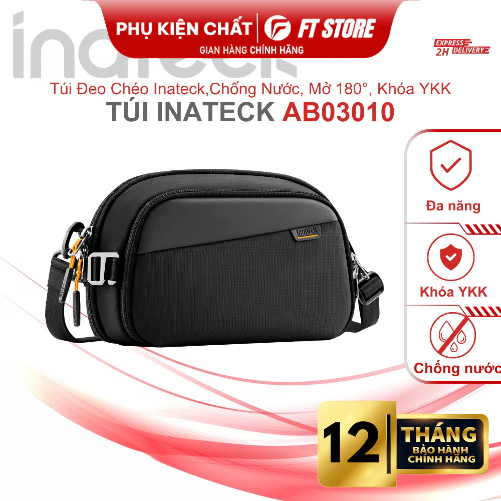 [HỎA TỐC HCM] Túi Đựng Đeo Chéo  Inateck AB03010 Electronic Organizer Chống Nước, Mở 180°, Đa Ngăn, Khóa YKK