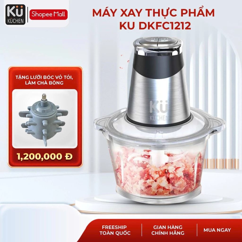 Máy xay thực phẩm đa năng KUCHEN KU DKFC1212 chính hãng – 500W | Cối 2.1L – Xay Thịt & Rau Củ