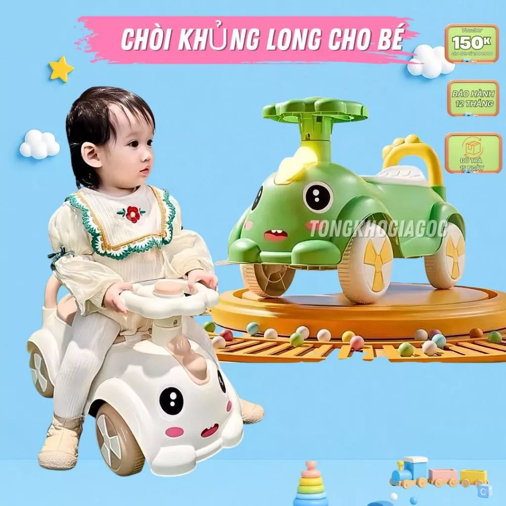 💥FREESHIP💥XE CHÒI CHÂN KHỦNG LONG CUTE CHO BÉ YÊU CÓ ĐÈN CÓ NHẠC CỐP RỘNG