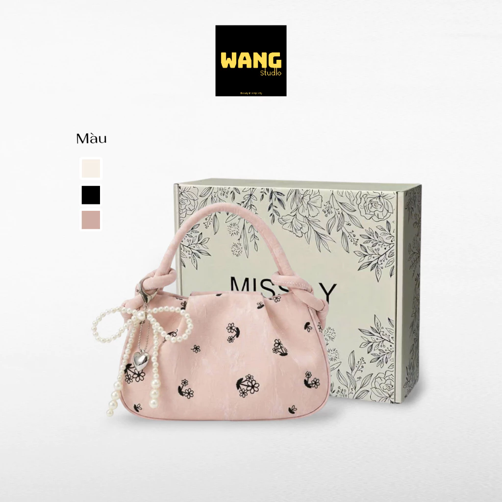[Tặng hộp] Túi xách tay nữ quai bện da nhung xếp ly phong cách Hàn Quốc mới kèm dây chéo size 21cm (nđ193)