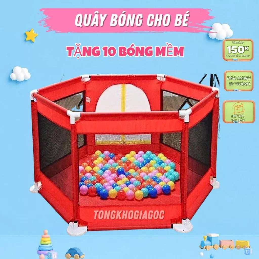 ☀️MIỄN SÍP☀️QUÂY CŨI LỤC GIÁC 2 TRONG 1 CÓ CỬA + 10 BÓNG