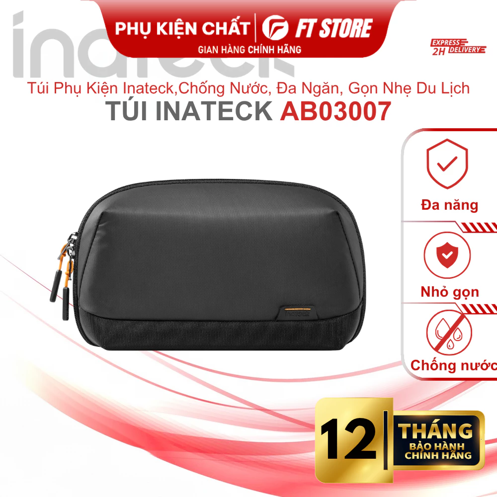 Túi Đựng Phụ Kiện Inateck AB03007 Travel Accessory Bag Chống Nước, Đa Ngăn, Gọn Nhẹ Du Lịch