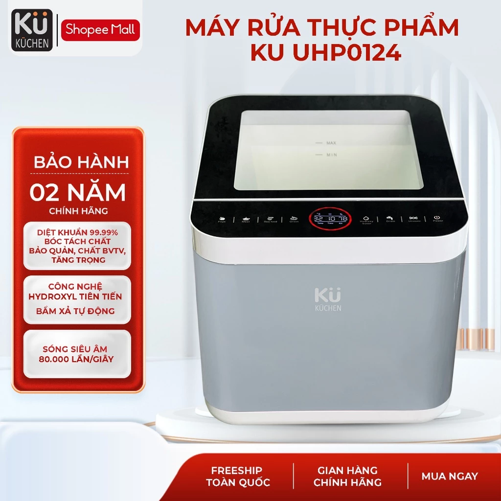 Máy rửa thực phẩm diệt khuẩn, loại bỏ chất gây hại KUCHEN UHP0124 -  BẢO HÀNH CHÍNH HÃNG