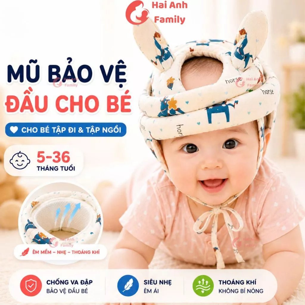 Mũ bảo hiểm cho bé tập đi và tập ngồi dùng cho trẻ từ 5-36 tháng tuổi
