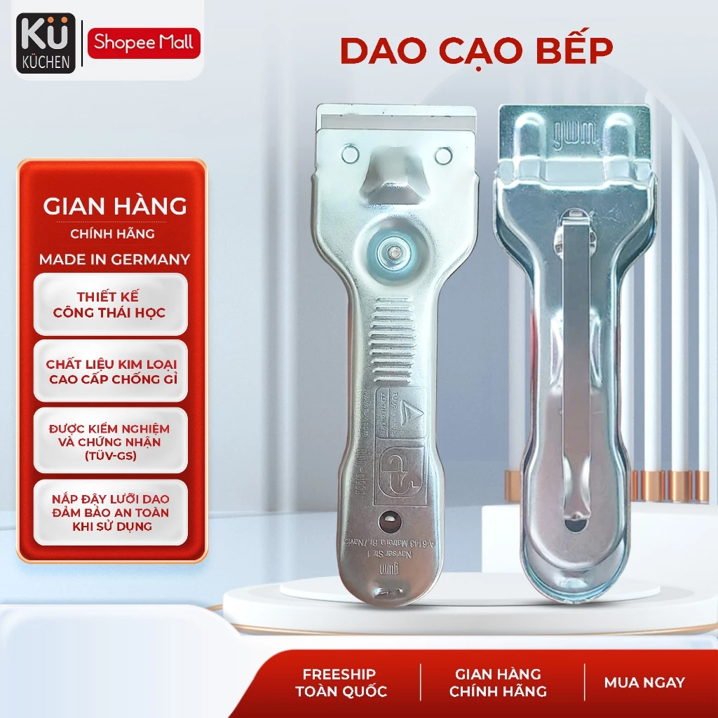 [MADE IN GERMANY] Dao Cạo Vệ Sinh Mặt Kính Bếp Từ, Bếp Hồng Ngoại KUCHEN Cao Cấp(GWM-Tiêu Chuẩn Đức)