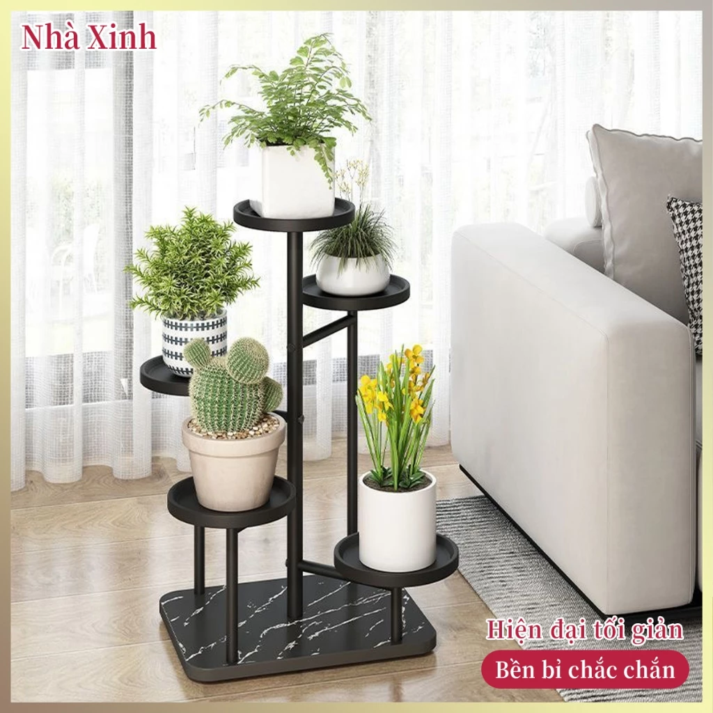 Kệ chậu cây hoa vân đá nhiều tầng vững chắc, đế dày, dùng trong nhà ban công đặt cây xanh tiết kiệm không gian