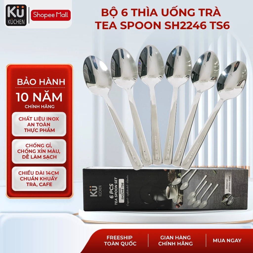 Bộ 6 thìa uống trà Kuchen Tea Spoon SH2246 TS6 I Bảo hành 10 Năm