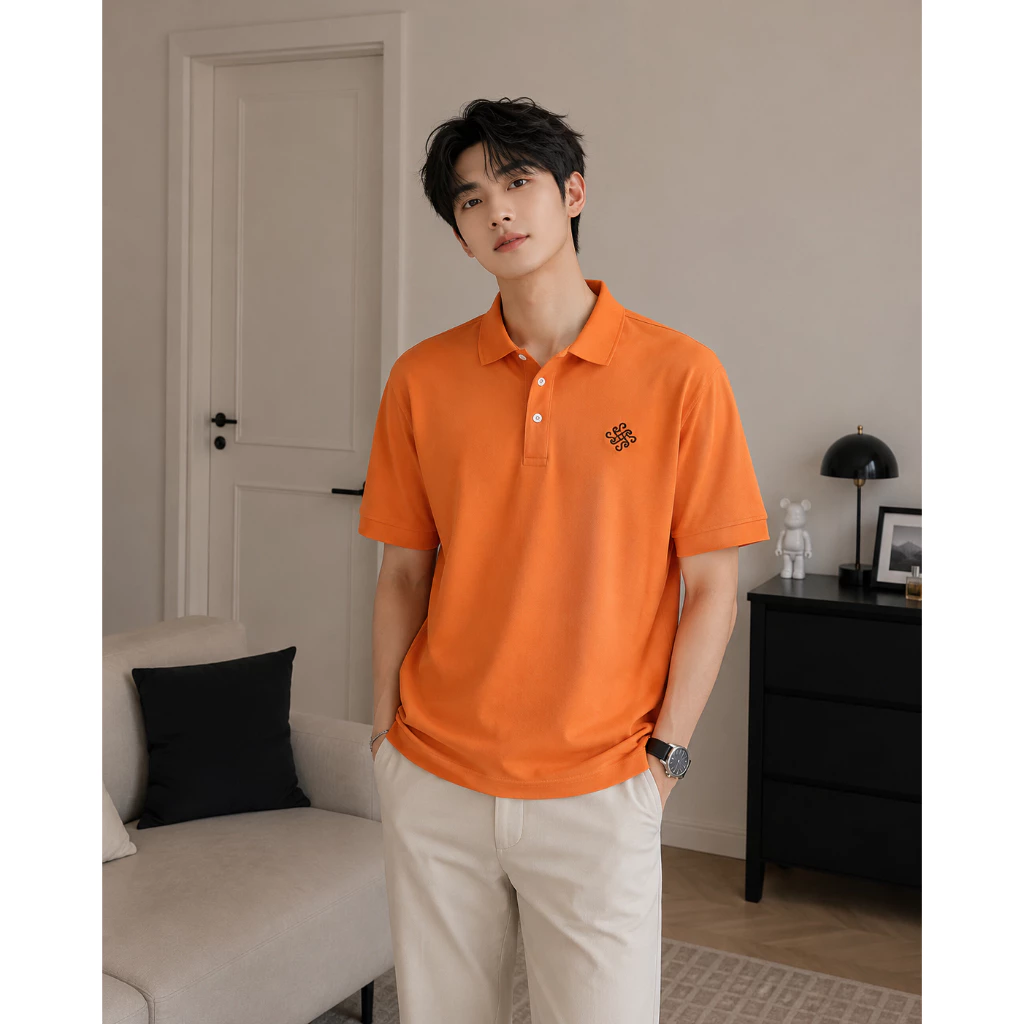 Áo polo nam ngắn tay cổ bẻ thêu hoạ tiết vải cotton co dãn thoáng mát Aru Shop