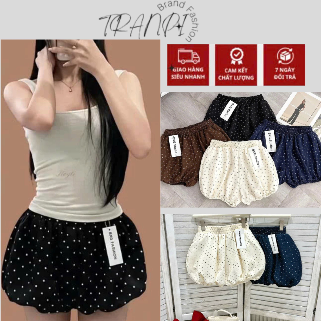 Quần short xòe nữ chấm bi hoa nhí basic dễ phối đồ nhiều màu - Quần đùi nữ Hàn Quốc chấm bi dáng babydoll siêu đáng yêu